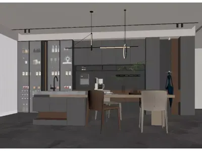 Modern Light Luxury Kitchen 3D model