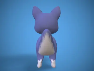 Cartoon young Cat Low-poly 3D model