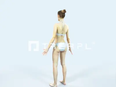 Beauty C Beach Animated Rigged Sports Woman Low-poly 3D model