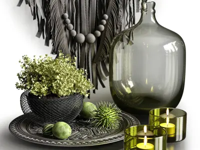 Decorative set in dark colors 3D model