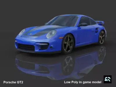 Porsche GT2 Low-poly 3D model