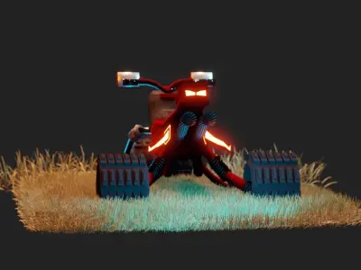 Motocycle motorcycle in grass Low-poly 3D model