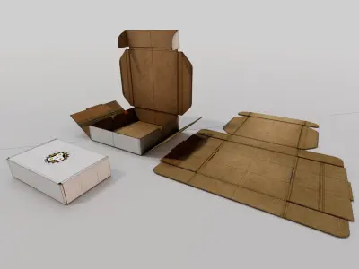 Parametric animatable cardboard box model Low-poly 3D model
