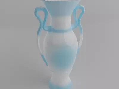 White and blue porcelain vase PBR Free 3D model