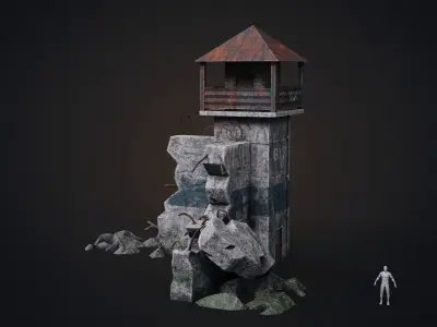 Prison tower Low-poly 3D model