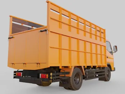 Mitsubishi Fuso canter wood box truck 3D model