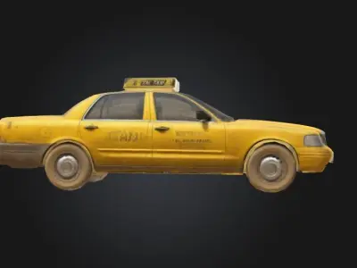 Dirty Yellow taxi Low-poly 3D model