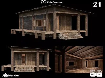 Medieval Houses 21- 4K Textures Game Ready Low-poly 3D model