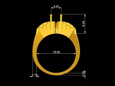 Luxury Square Diamond Men Ring 3D Model 585 3D print model