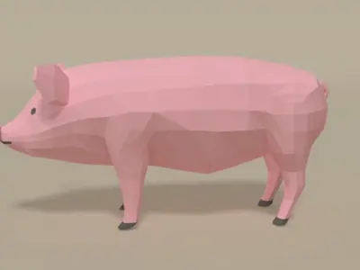 Low Poly Cartoon Pig Low-poly 3D model