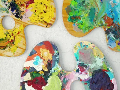 Vintage Artist Palettes 3D model