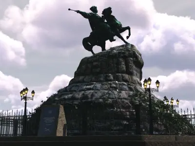 Bohdan Khmelnytsky Monument Kyiv  Low-poly 3D model