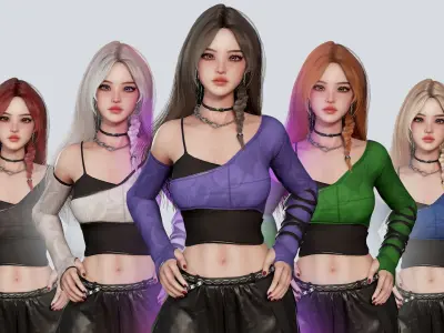 K-POP SERIES Lola - Game Ready Low-poly 3D model