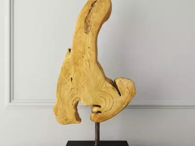 Teak Wood Table Top Decoration 3D model