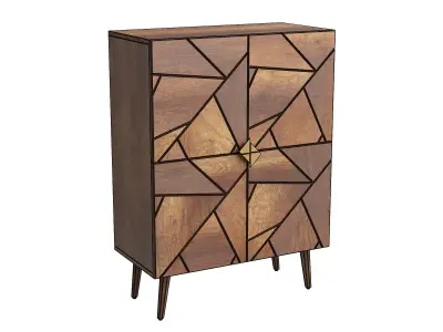 Dark Zaria Wood Cabinet Low-poly 3D model