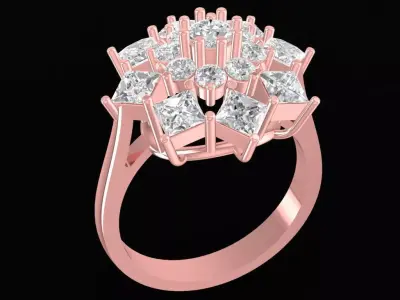 Luxury Snowflake Cluster Diamond Ring for Women 2429 3D print model
