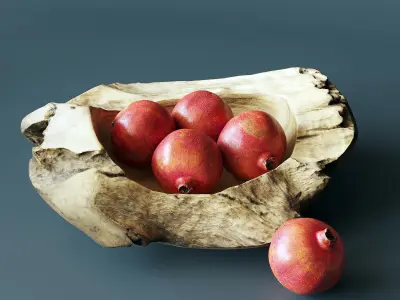 Decorative bowl with walnuts and fruits 3D model