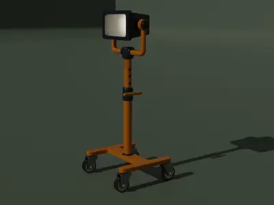 Spotlight orange medical cart on wheels Free low-poly 3D model