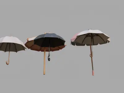 Umbrella Pack Collection Low-poly 3D model