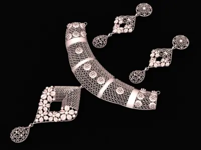 AMEICAN STYLE WEDDING NECKLACE SET 3D PRINTABLE MODEL  3D print model