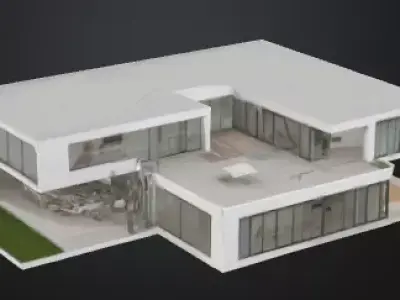 Stylized 3D Background  Luxury Villa Scene Lowpoly Game Ready Low-poly 3D model