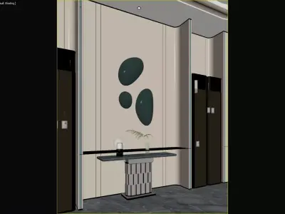Luxury Foyer with Irregular Mirrors and Marble Console Table 3D model