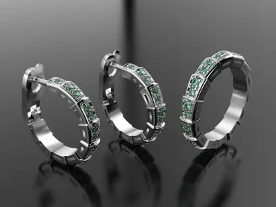Bvlgary Ring and Earrings set 3D print model