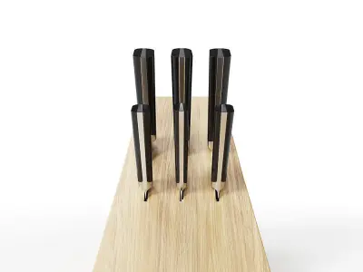Black 6-Piece Knife Block Set 3D model