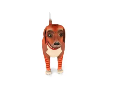 Cartoon Puppy Rigged and Animation Low-poly 3D model