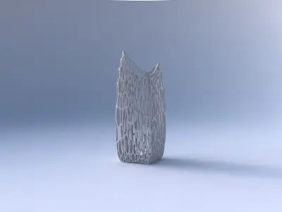 Vase double arc rectangle with fine organic lattice 3D print model