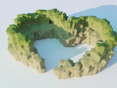 8k Love Hills heart shape terrain landscape 3D model