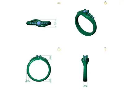 D-1062 diamond engagement ring gold 3D print model