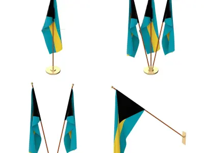 Bahamas Flag Pack 3D model