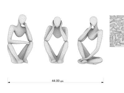 Stone Statuettes Low-poly 3D model