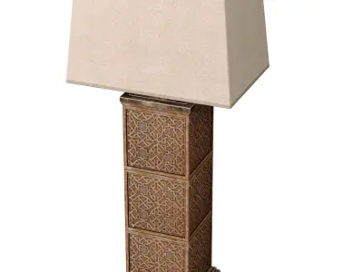 Wood Arabic Oriental Nightstand bedside Arabesque Table Lamp 3D model