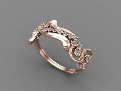 Women Ring Diamond Stone STL 3DM Lightweight Printable 3D print model 49