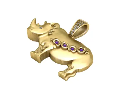 RHINO CHARM ANIMAL PENDANT 3D PRINTABLE MODEL  3D print model