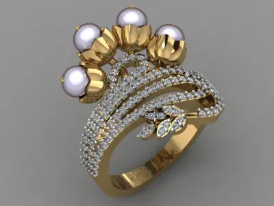 Perls With daimond Ring  3D printable Model mode 3D print model 3D print model
