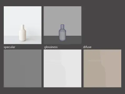 decorationset vase and leaf 3D model