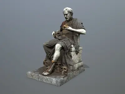 man statue Low-poly 3D model