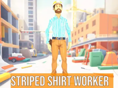 Striped Shirt Worker model pack Low-poly 3D model
