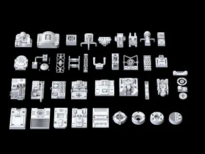 Scifi Greeble Kitbash 3D model