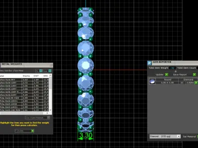 U Shaped Eternity Ring 3 point 3 mm stone size swiss 20 and EU60 3D print model