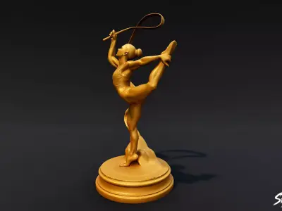 Golden Rhythmic Gymnastics Statue Low-poly 3D model