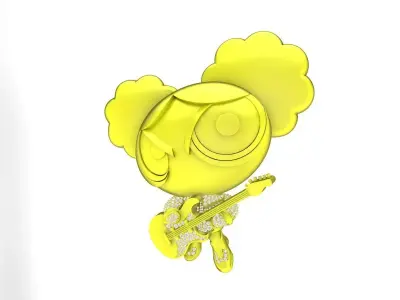 A7218 Pretty Girl Playing Guitar Pendant 3D Model 3D print model