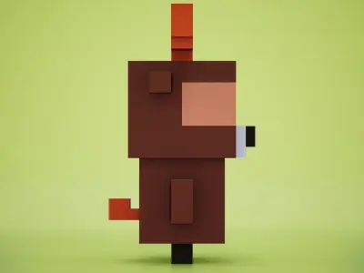 Voxel - Deer Low-poly 3D model