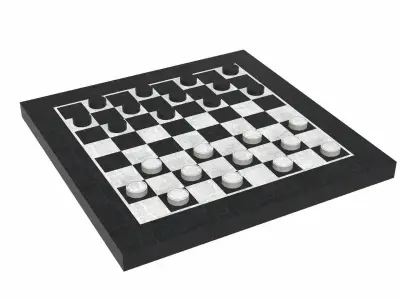 Checkers Set Low-poly 3D model