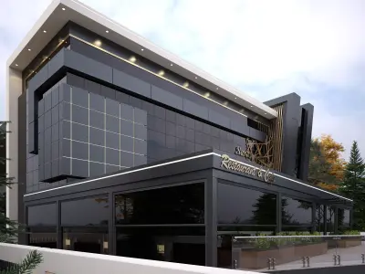 exterior modern building in city 3D model