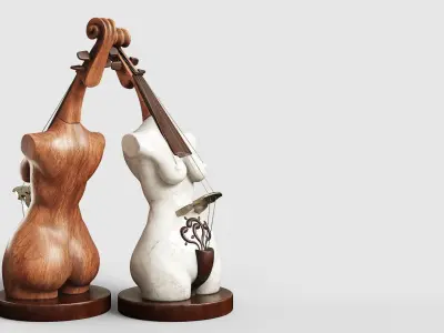 Music Girl Sculpture Low-poly 3D model