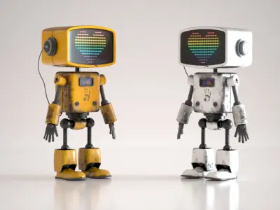 Retro Robot  Game-Ready 3D Model Low-poly 3D model